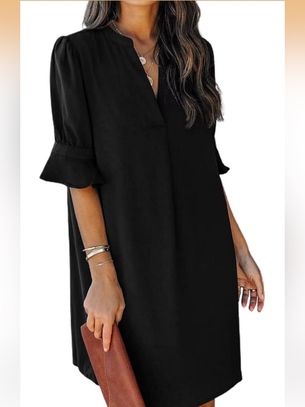 Black V‑Neck Shift Dress